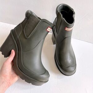 RARE: Hunter Women's Ankle Boots in Dark Green